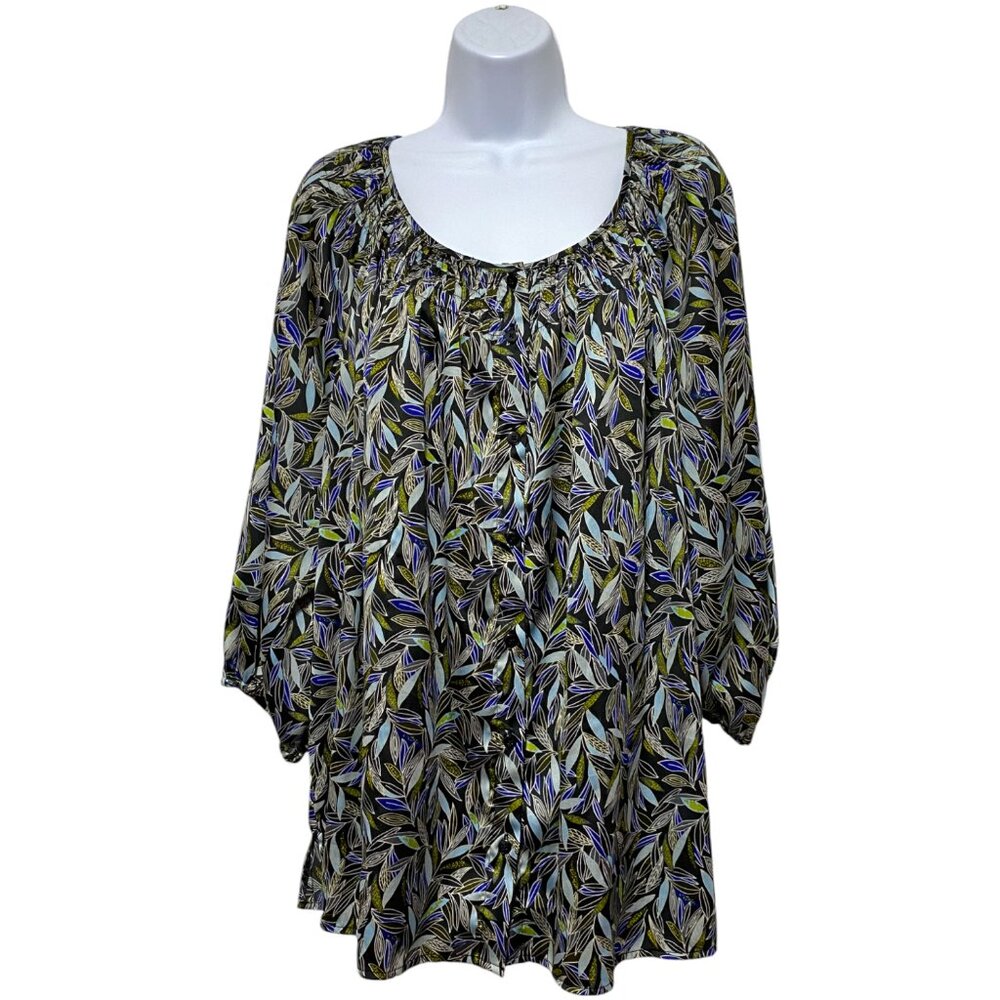 Women's 2X-Plus Size Multi-Color Blouse Button Down Design By-George Woman